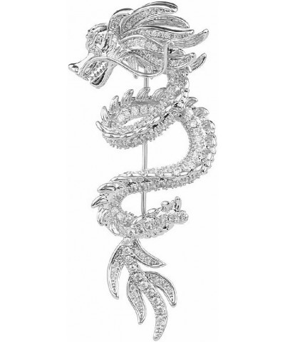 Chinese wind dragon brooch for women and men with zircon blazer accessories pin Jewelry Christmas Gift Silver $15.36 Brooches...