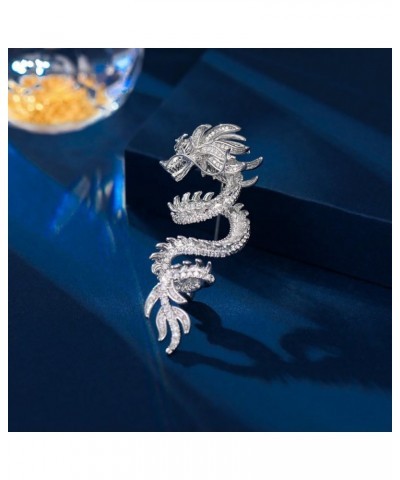 Chinese wind dragon brooch for women and men with zircon blazer accessories pin Jewelry Christmas Gift Silver $15.36 Brooches...