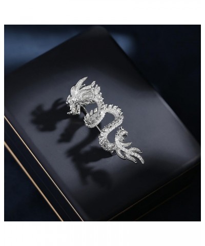 Chinese wind dragon brooch for women and men with zircon blazer accessories pin Jewelry Christmas Gift Silver $15.36 Brooches...