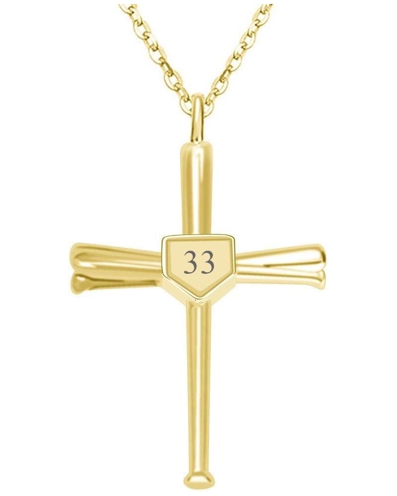 Baseball Bats Cross Necklace with Number Stainless Steel 18K Gold Plated Charm Sports Pendant Gift Number-33 $14.39 Necklaces