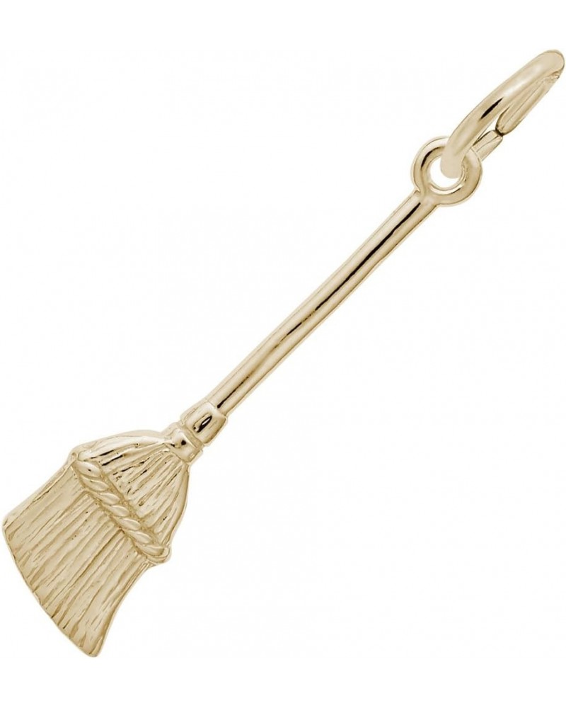 Broom Charm Pendant Available in Gold or Sterling Silver Yellow Gold 14K $16.88 Pendants