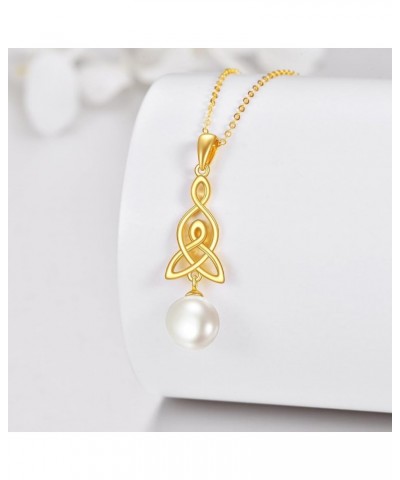 14K Freshwater Cultured Pearl Necklace Solid Gold Pendant 14K Real Gold Jewelry Anniversary Birthday Gifts for Women Girls Mo...