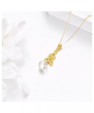 14K Freshwater Cultured Pearl Necklace Solid Gold Pendant 14K Real Gold Jewelry Anniversary Birthday Gifts for Women Girls Mo...