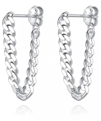 925 Sterling Silver Cuban Link Chain Dangle Drop Stud Earrings for Women, 18K Gold Plated Wrap Tassel Earrings Silver $14.26 ...