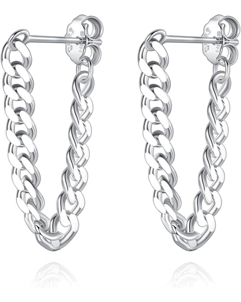 925 Sterling Silver Cuban Link Chain Dangle Drop Stud Earrings for Women, 18K Gold Plated Wrap Tassel Earrings Silver $14.26 ...