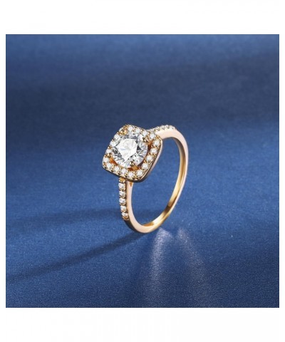 Halo Ring 18K Yellow Gold Plated Cubic Zirconia Promise Engagement Promise Eternity Ring for Women Size 5-10 $8.15 Rings