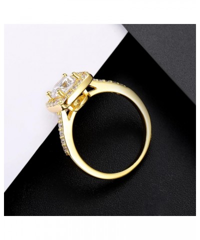 Halo Ring 18K Yellow Gold Plated Cubic Zirconia Promise Engagement Promise Eternity Ring for Women Size 5-10 $8.15 Rings