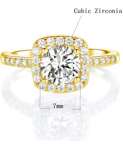 Halo Ring 18K Yellow Gold Plated Cubic Zirconia Promise Engagement Promise Eternity Ring for Women Size 5-10 $8.15 Rings