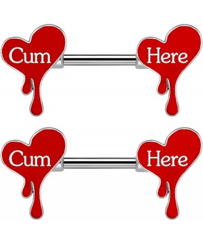 Cum Here Nipple Ring 14G 316LSurgical Steel Nipple Barbell Heart Shape Devil Body Piercing Jewelry for Women Men…… Style Q $8...