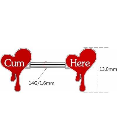 Cum Here Nipple Ring 14G 316LSurgical Steel Nipple Barbell Heart Shape Devil Body Piercing Jewelry for Women Men…… Style Q $8...