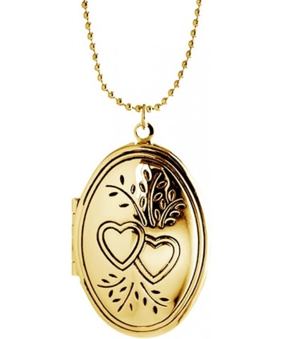 Stainless Steel Heart Infinity Tree Flower Oval Shaped Locket Album Statement Holiday Mother's Day Pendant Necklace Gold $5.0...