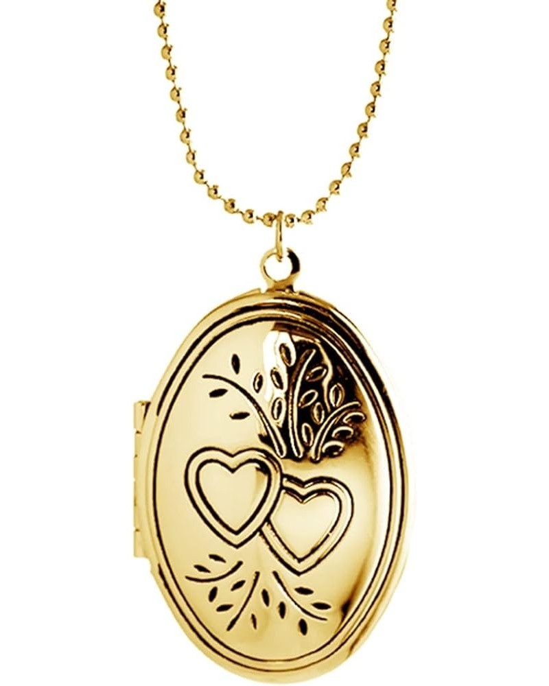 Stainless Steel Heart Infinity Tree Flower Oval Shaped Locket Album Statement Holiday Mother's Day Pendant Necklace Gold $5.0...