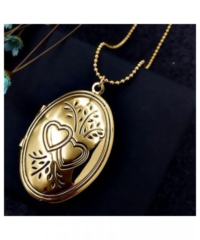 Stainless Steel Heart Infinity Tree Flower Oval Shaped Locket Album Statement Holiday Mother's Day Pendant Necklace Gold $5.0...