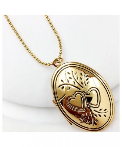 Stainless Steel Heart Infinity Tree Flower Oval Shaped Locket Album Statement Holiday Mother's Day Pendant Necklace Gold $5.0...