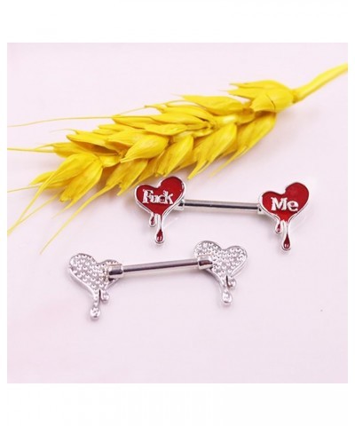 Cum Here Nipple Ring 14G 316LSurgical Steel Nipple Barbell Heart Shape Devil Body Piercing Jewelry for Women Men…… Style Q $8...