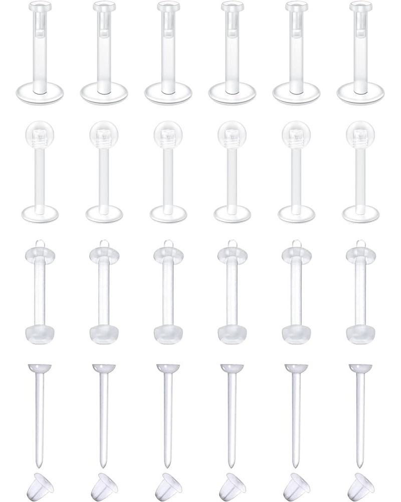 Clear Nose Rings Clear Nose Studs for Work Surgery Plastic Nose Studs 18g 20g Plastic Nose Piercing Retainer Plastic Earrings...