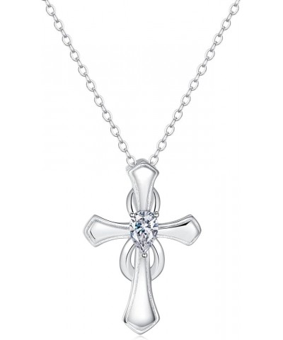 Cross Birthstone Necklace for Women: 925 Sterling Silver Cross Infinity Pendant Necklaces Sparkling Cubic Zirconia Birthstone...