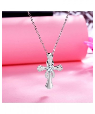 Cross Birthstone Necklace for Women: 925 Sterling Silver Cross Infinity Pendant Necklaces Sparkling Cubic Zirconia Birthstone...