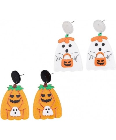 1-2 Pairs Halloween Stud Dangle Earrings Cute Acrylic Witch Pumpkin Ghost Skull Earrings Creative Ghost Earrings for Women Gi...