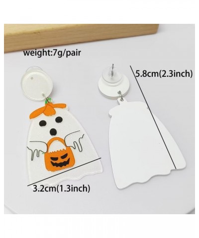 1-2 Pairs Halloween Stud Dangle Earrings Cute Acrylic Witch Pumpkin Ghost Skull Earrings Creative Ghost Earrings for Women Gi...