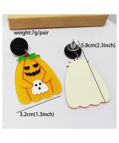 1-2 Pairs Halloween Stud Dangle Earrings Cute Acrylic Witch Pumpkin Ghost Skull Earrings Creative Ghost Earrings for Women Gi...