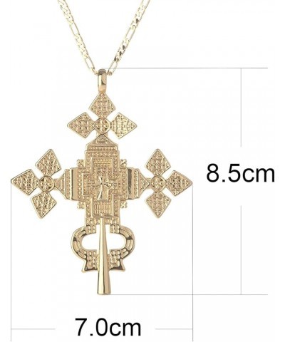 18K Gold Plated Big Ethiopian Cross Pendant Necklace for Women Men Eritrean Traditional Ornaments Habesha African Ethnic Jewe...