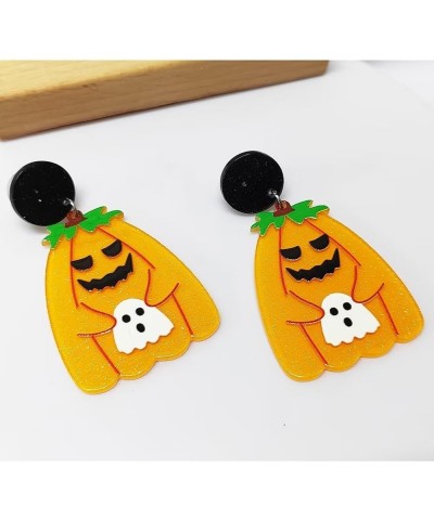 1-2 Pairs Halloween Stud Dangle Earrings Cute Acrylic Witch Pumpkin Ghost Skull Earrings Creative Ghost Earrings for Women Gi...