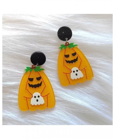 1-2 Pairs Halloween Stud Dangle Earrings Cute Acrylic Witch Pumpkin Ghost Skull Earrings Creative Ghost Earrings for Women Gi...