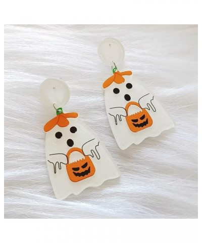 1-2 Pairs Halloween Stud Dangle Earrings Cute Acrylic Witch Pumpkin Ghost Skull Earrings Creative Ghost Earrings for Women Gi...