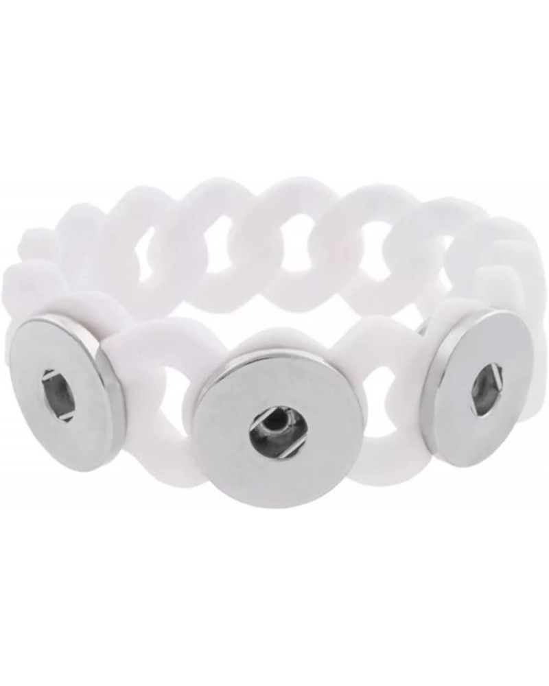 Silicone Snap Jewelry Ginger Charm 6.25 inch Stretch Bracelet Fits 3 Customizable 18MM 20MM Buttons White $9.83 Bracelets