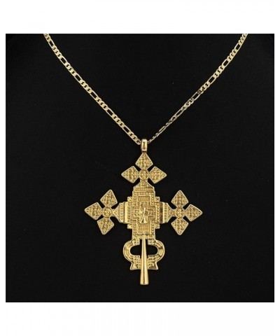 18K Gold Plated Big Ethiopian Cross Pendant Necklace for Women Men Eritrean Traditional Ornaments Habesha African Ethnic Jewe...