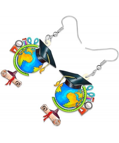 Acrylic Cute Rainbow Pencil Ruler Globe Blackboard Teacher Dangle Earrings for Women Girls Colorful Teacher Appreciation Jewe...