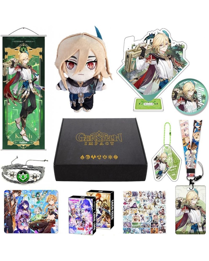 Genshin Impact Box Merch Set with 11 Gifts, Wanderer Cyno Xiao All 5 Stars Characters Plush Poster Acrylic Stand Bracelet Sti...