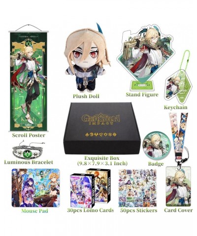 Genshin Impact Box Merch Set with 11 Gifts, Wanderer Cyno Xiao All 5 Stars Characters Plush Poster Acrylic Stand Bracelet Sti...