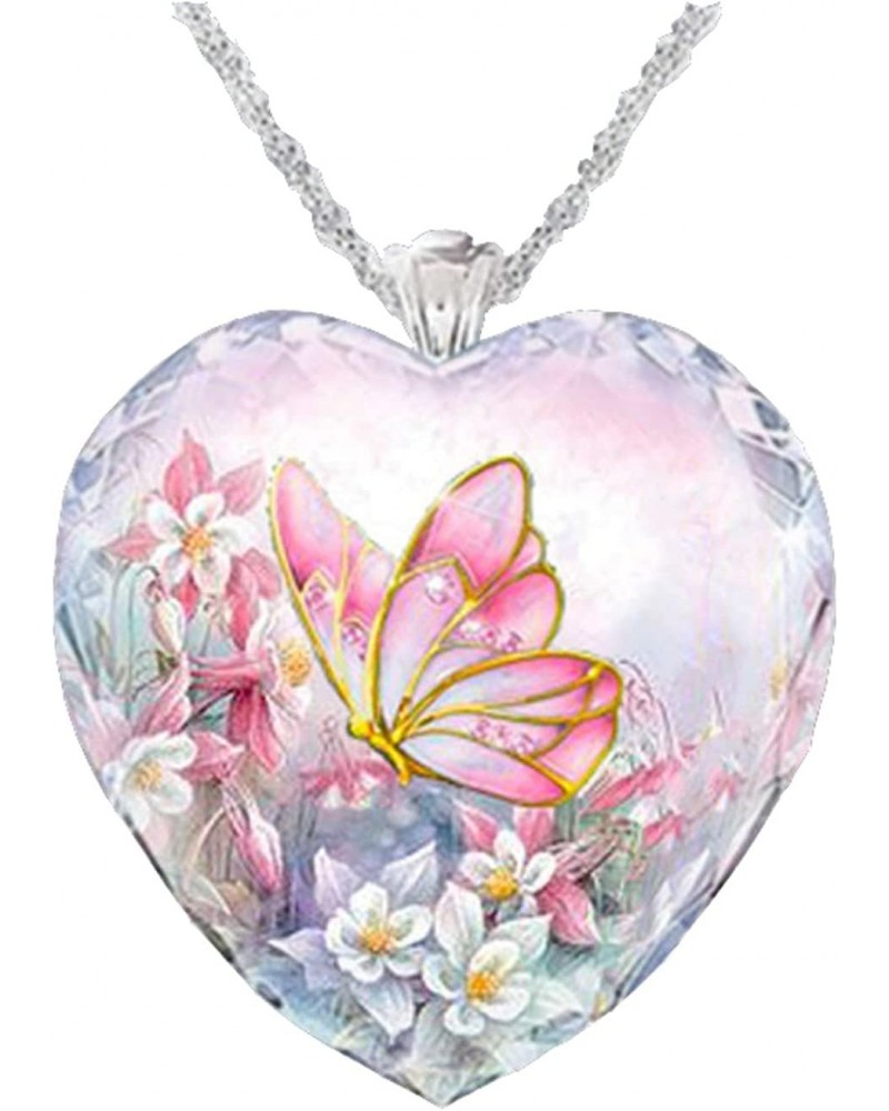 Fashion Womens Necklace Jewelry Exquisite Heart-Shaped Butterfly Crystal Necklace Female Chain All-Match Jewelry 1pc $5.12 Ne...