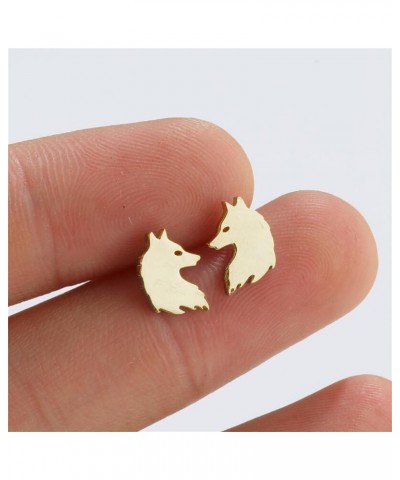 Minimalist Wolf Small Little Stud Earrings for Women Men Punk Stainless Steel Animal Cartilage Tragus Hypoallergenic Tiny Hug...