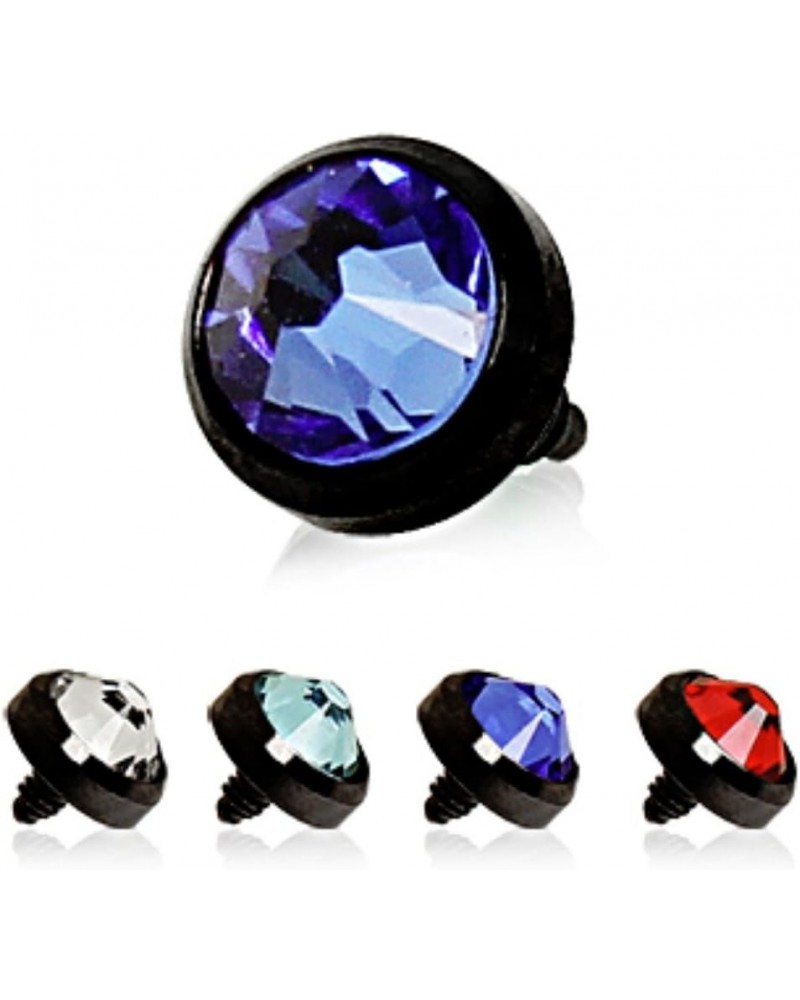 Black PVD Plated Flat Dermal Top with CZ 4mm ball size Black/Clear $9.59 Body Jewelry