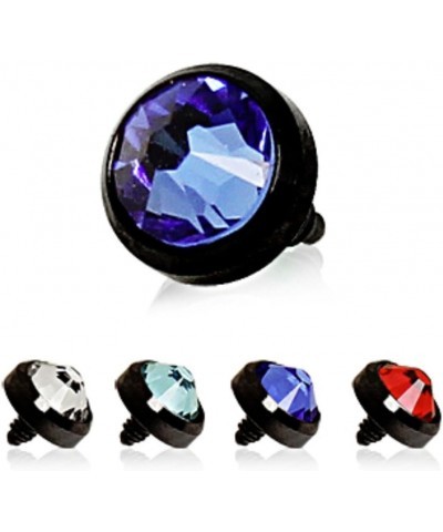 Black PVD Plated Flat Dermal Top with CZ 4mm ball size Black/Clear $9.59 Body Jewelry