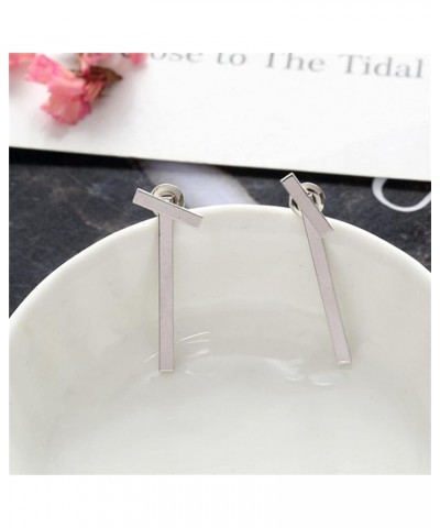 Long Metal Bar Dangle Earrings for Women.T Letters Drop Earrings Initial Letter Earrings Minimalist Vertical Bar Earrings Geo...