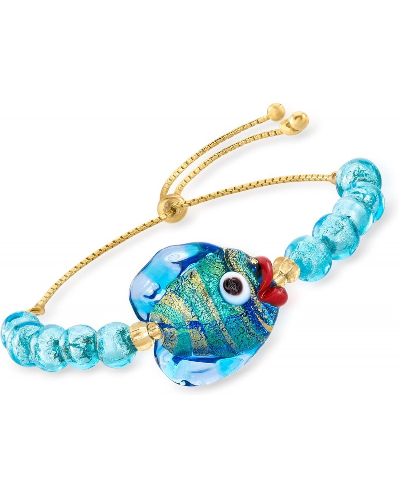 Italian Multicolored Murano Glass Fish and Bead Bolo Bracelet With 18kt Gold Over Sterling $45.12 Bracelets