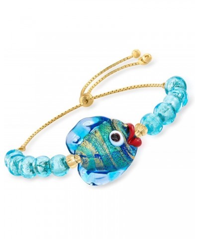 Italian Multicolored Murano Glass Fish and Bead Bolo Bracelet With 18kt Gold Over Sterling $45.12 Bracelets