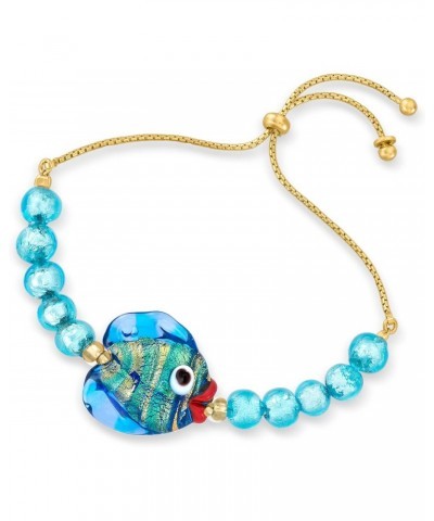 Italian Multicolored Murano Glass Fish and Bead Bolo Bracelet With 18kt Gold Over Sterling $45.12 Bracelets