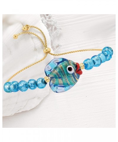 Italian Multicolored Murano Glass Fish and Bead Bolo Bracelet With 18kt Gold Over Sterling $45.12 Bracelets