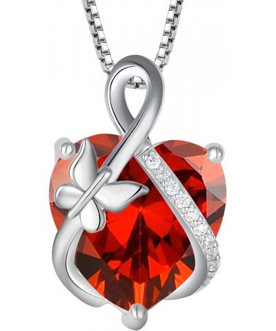 Butterfly Necklace Sterling Silver Infinity Pendant Love Heart Birthstone Jewelry for Women 07-ruby-Jul $26.00 Necklaces