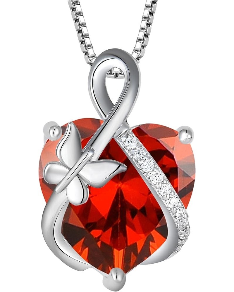 Butterfly Necklace Sterling Silver Infinity Pendant Love Heart Birthstone Jewelry for Women 07-ruby-Jul $26.00 Necklaces