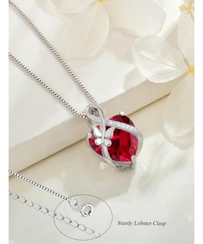 Butterfly Necklace Sterling Silver Infinity Pendant Love Heart Birthstone Jewelry for Women 07-ruby-Jul $26.00 Necklaces