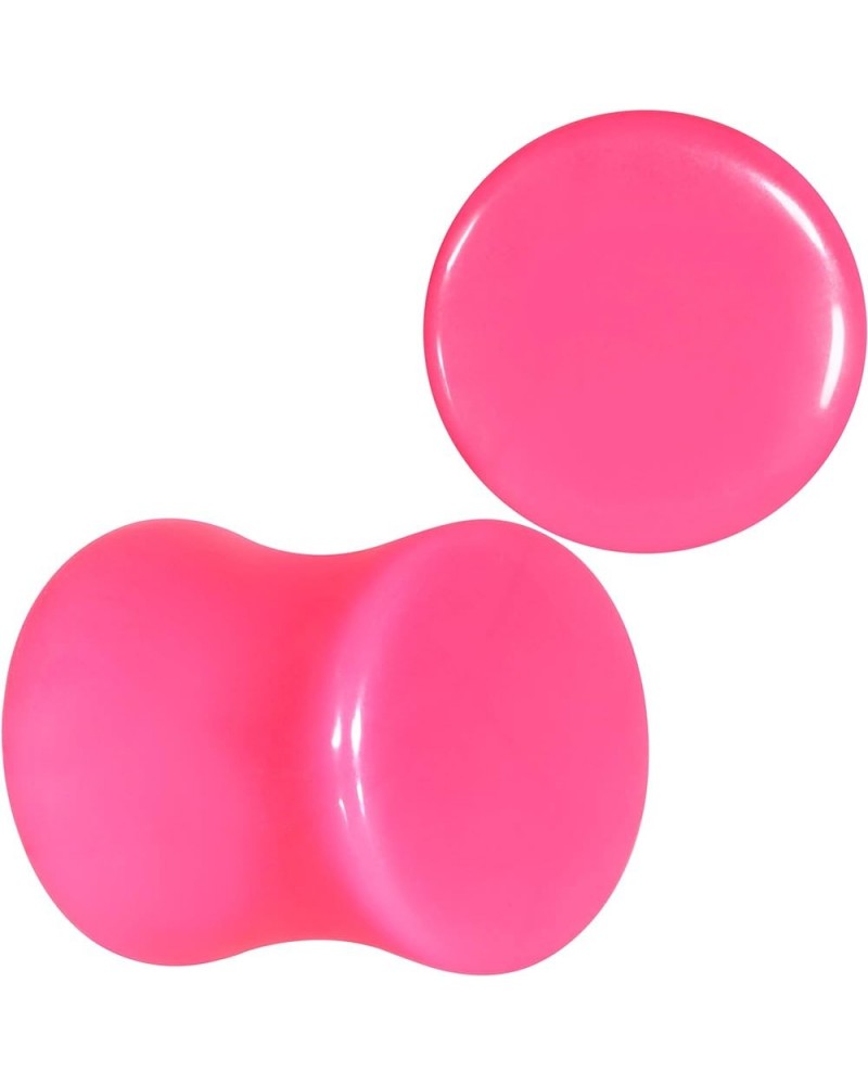 2PC Lightweight Pink Acrylic Saddle Plugs Double Flare Plug Ear Plug Gauges 10mm (00 Gauge) $9.51 Body Jewelry