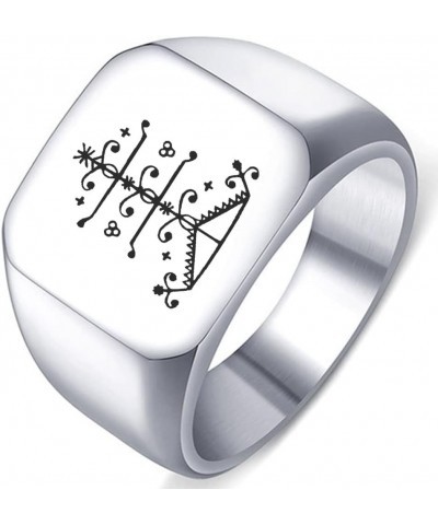 Engraved Ogou Feray Loa Veve Silver Stainless Steel Men's Womens Ring 4.Silver 14MMx15MM $6.32 Rings