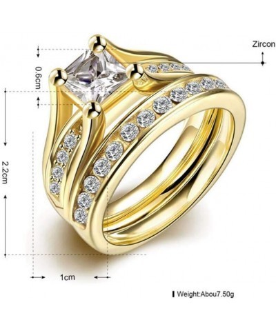 TWO RINGS His Hers Wedding Ring Sets Couples Rings Women's 10k Yellow Gold Filled White CZ Wedding Engagement Ring Bridal Set...