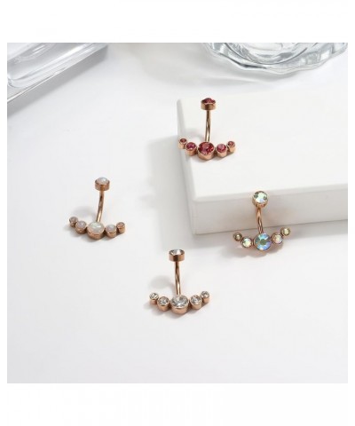 4Pcs Belly Button Ring 14G Belly Rings Stainless Steel Barbell Belly Rings For Women Simple Long Bar Belly Button Rings CZ Be...